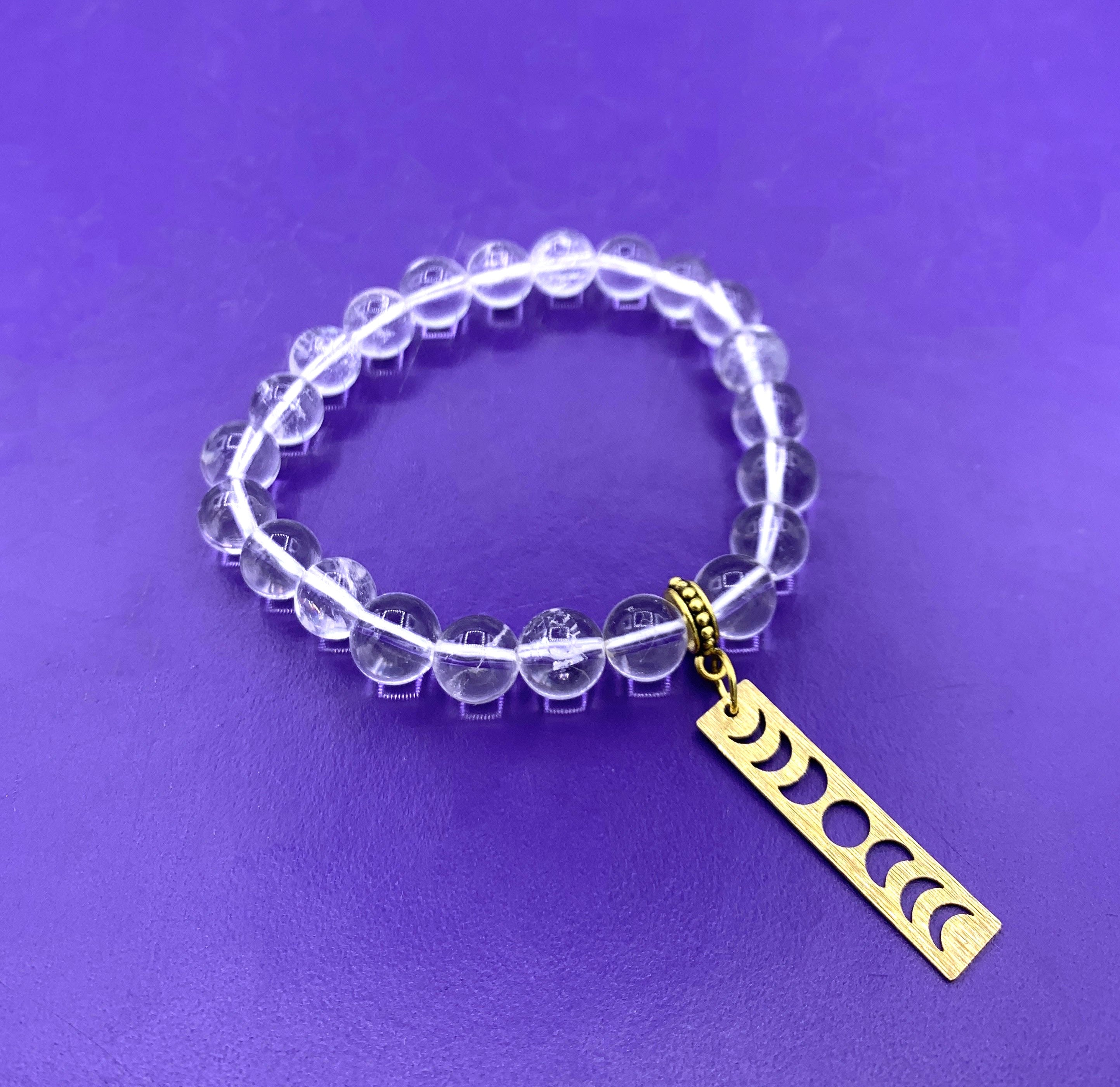Bracelet - Clear Quartz with Moon Phase Charm $40